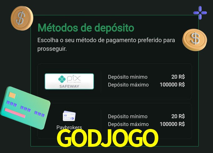 O cassino GODJOGO oferece uma grande variedade de métodos de pagamento